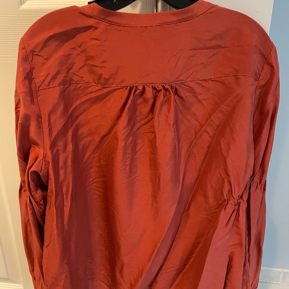 Garnet Hill 100% Silk Burnt Orange Relaxed Blouse Size L Large - Picture 6 of 8